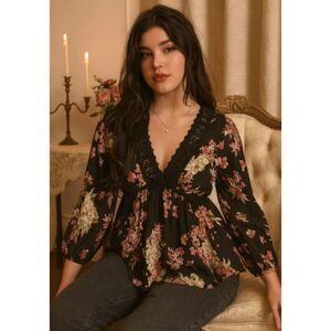 Angie Whimsygoth Crochet Tunic Womens SZ S Y2k Festival Boho Babydoll Coquette